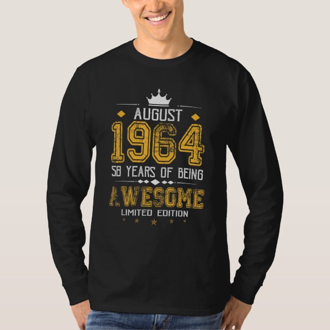Camiseta Agosto De 1964 58 Anos De Incrível (Frente)