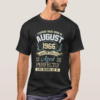 Camiseta Agosto De 1966 55º Aniversário Dotado De 55 Anos D