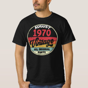 Camiseta Agosto De 1970 Vintage - Todos Os Aniversários Or