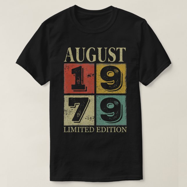 Camiseta Agosto De 1979, Aniversário De 42 Anos, Presente P (Frente do Design)