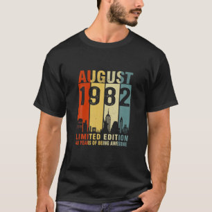 Camiseta Agosto De 1982 Edição Limitada De 40 Anos De Idade
