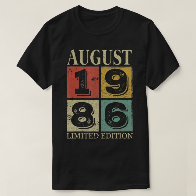 Camiseta Agosto De 1986 35 Anos Aniversário Presente Para H (Frente do Design)