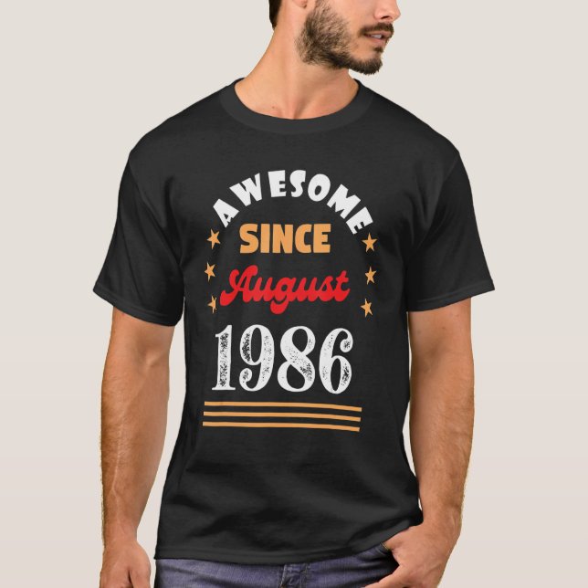 Camiseta Agosto De 1986 Aniversário Espetacular Desde 1986  (Frente)