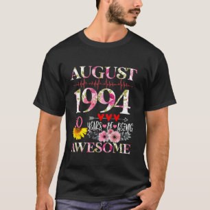 Camiseta Agosto De 1994 aniversário de 30 anos Floral 30 An