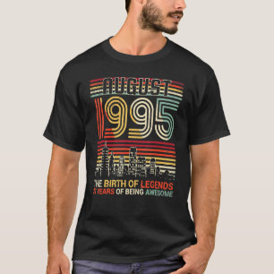 Camiseta Agosto De 1995 Aniversário Da Legenda 27 Anos De B