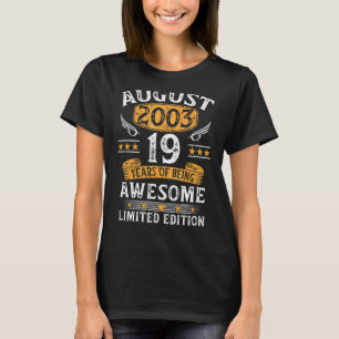 Camiseta Agosto de 2003 19º aniversário 19 anos