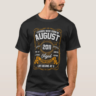 Camiseta Agosto De 2011 11 Aniversário 11 Anos Homens Idoso