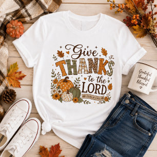 Camiseta Agradecer ação de graças floral abóbora