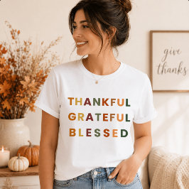 Camiseta Agradecida Abençoada – Cores de Outono