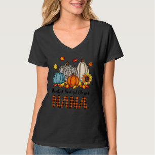 Camiseta Agradecida Grata Abençoada Nana Abóboras Outono Ob