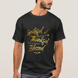Camiseta Agradecido Abençoado Dia de Ação de Graças Dourado