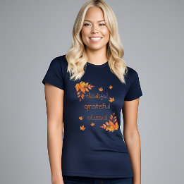 Camiseta Agradecido Abençoado Outono Folhas Caídas