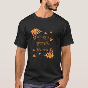 Camiseta Agradecido Abençoado Outono Folhas Caídas