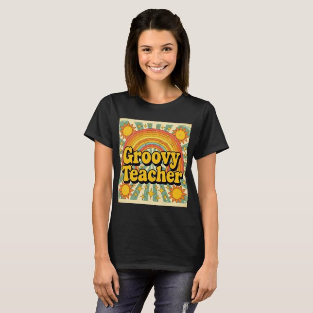 Camiseta Agradecimento ao Professor Groovy Estilo Retrô Fof (Frente Completa)