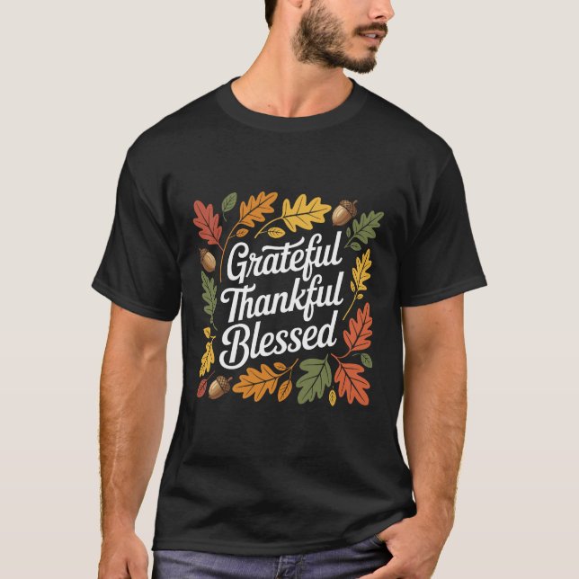 Camiseta Agradeço a citação de Ação de Graças abençoada (Frente)