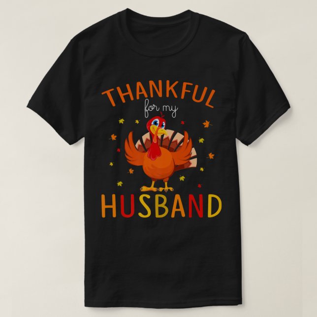 Camiseta Agradeço ao meu marido outono Turquia Graças a Deu (Frente do Design)