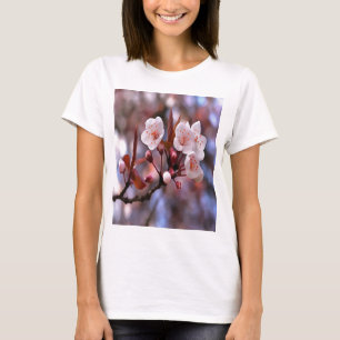 Camiseta Agrupamento de Flores de Cereja com Cor-de-Rosa e 
