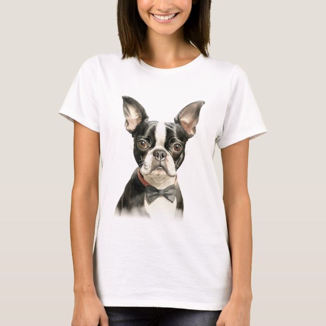 CAMISETA ÁGUA ADORÁVEL BOSTON TERRIER DOG (Frente)