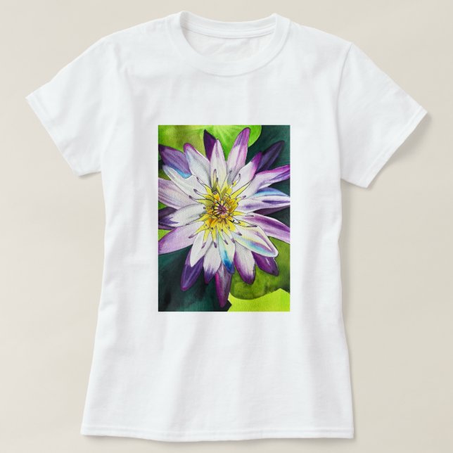 Camiseta Água aquática lírios de arte fina (Frente do Design)