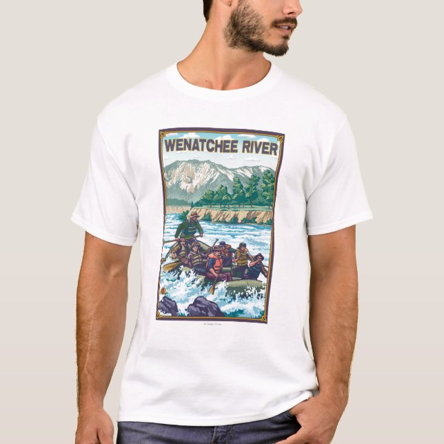 Camiseta Água branca que transporta - rio de Wenatchee, (Frente)