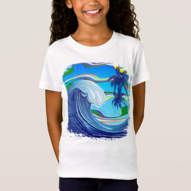 Camiseta Água das ondas grandes do oceano marinho (Frente)