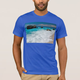 Camiseta Água de Surf de Praia Bonita Casamento Havaiano Al