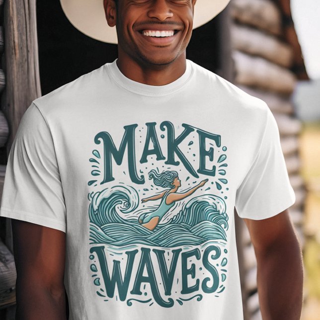 Camiseta Água É O Meu Lugar Feliz Para A Surfista Garota Co (Criador carregado)