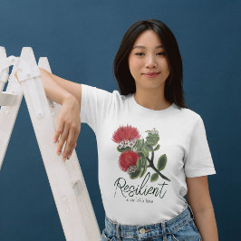 Camiseta Água Flor de Lehua Vermelha Havaiana Resiliência e