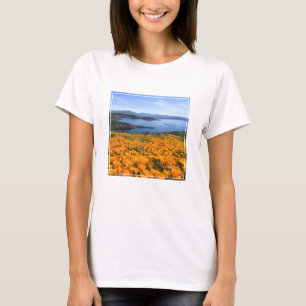 Camiseta Água   Lago California Com Poppies Ouros