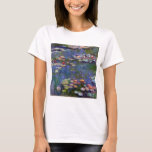 Camiseta Água Lily Pond, Monet<br><div class="desc">Oscar-Claude Monet (14 de novembro de 1840 - 5 de dezembro de 1926) era pintor francês, fundador da pintura impressionista francesa e o praticante mais consistente e prolífico da filosofia do movimento de expressar as suas percepções antes da natureza, especialmente quando aplicada à pintura da paisagem aérea. O termo "Impressionismo"...</div>