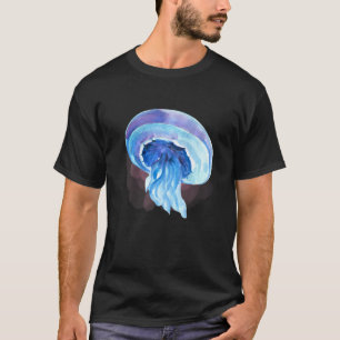 Camiseta Água-marinha Água-viva Criaturas do Oceano Profund
