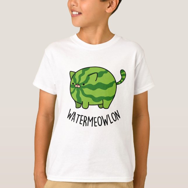 Camiseta Água-miau-lão Funny Watermelon Cat Pun (Frente)