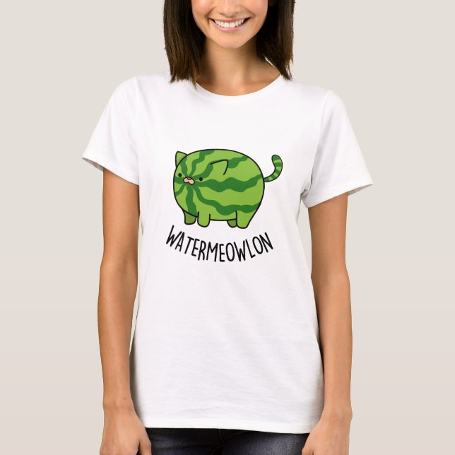 Camiseta Água-miau-lão Funny Watermelon Cat Pun (Frente)