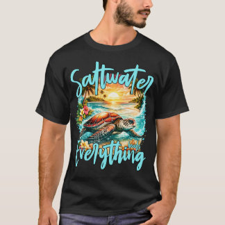 Camiseta Água Salgada Cura Tudo Tartaruga Marinha Tropical