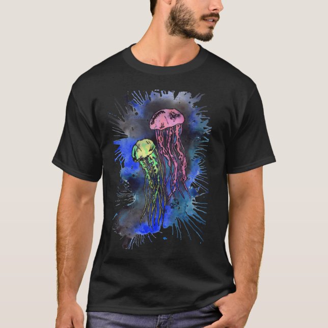 Camiseta Água-viva Abstrata Neon (Frente)