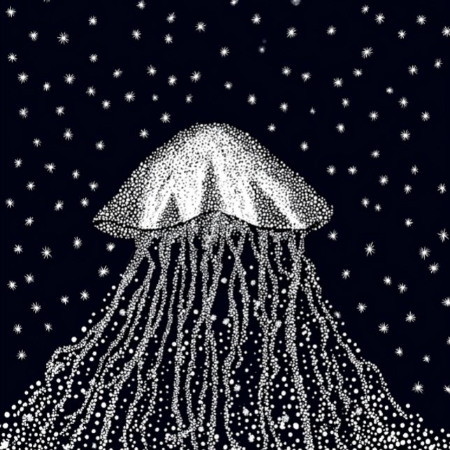 Camiseta Água-viva Celestial Pontilhismo Paisagem de Sonhos (Criador carregado)