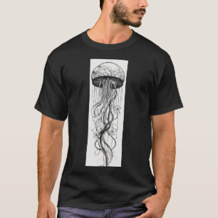 Camiseta Água-viva elegante em T-Shirt de Papel Preto Pálid