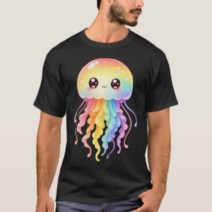 Camiseta Água-viva Fofa Animal do Oceano Mergulho Arco-íris