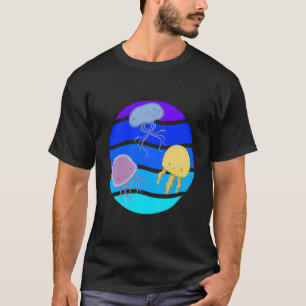 Camiseta Água-viva Fofa no Mar Vida Oceânica Animais F