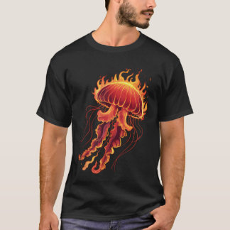 Camiseta Água-viva Fofo Kawaii em Chamas