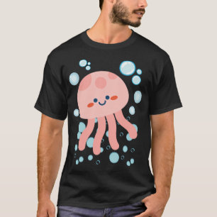 Camiseta Água-viva Kawaii Fofa Sorriso Amigo Oceano com Bol