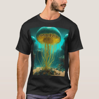 Camiseta Água-viva no papel preto pálido