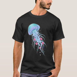 Camiseta Água-viva Sonhadora com Acentos Florais Criatura p