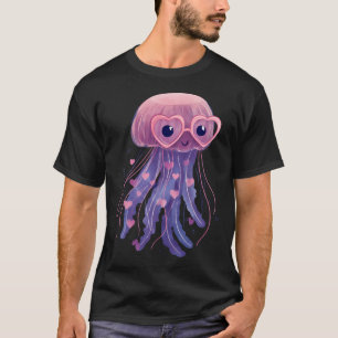 Camiseta Água-viva vestindo óculos de coração dia dos namor