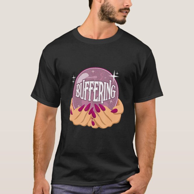 Camiseta Aguarde O Dispositivo De Vidro De Bufferação Cryst (Frente)