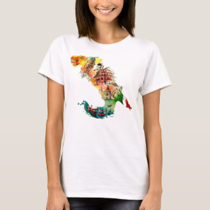 Camiseta Aguarela do amor do viagem da cidade do mapa de
