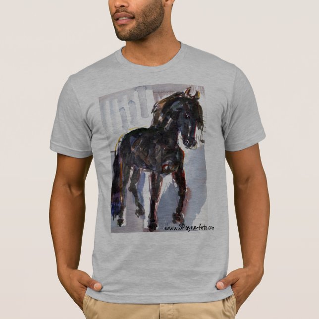 Camiseta Aguarela preta do cavalo (Frente)
