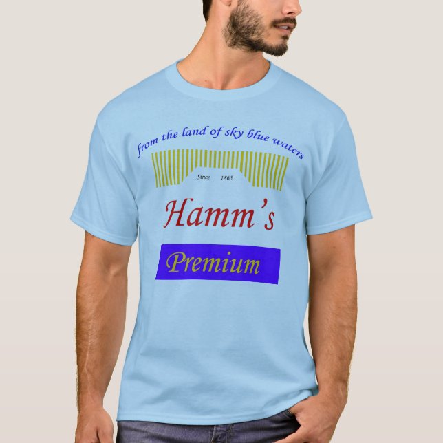 Camiseta águas de azul-céu, logotipo de Hamms (Frente)