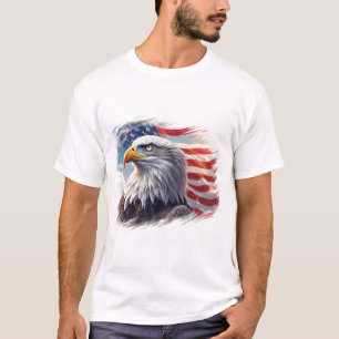 Camiseta Águia Abstrata com Bandeira – Design Artístico dos