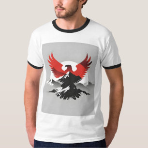 Camiseta Águia Albanesa & Montanhas T-Shi de Herança Mode
